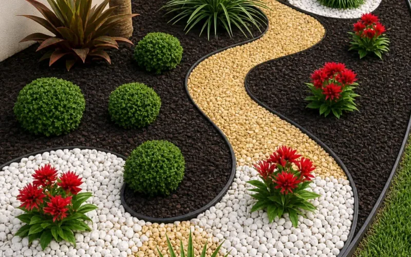 Cómo Diseñar una Rocalla Moderna con Cantos Rodados, Gravas de Colores y Suculentas